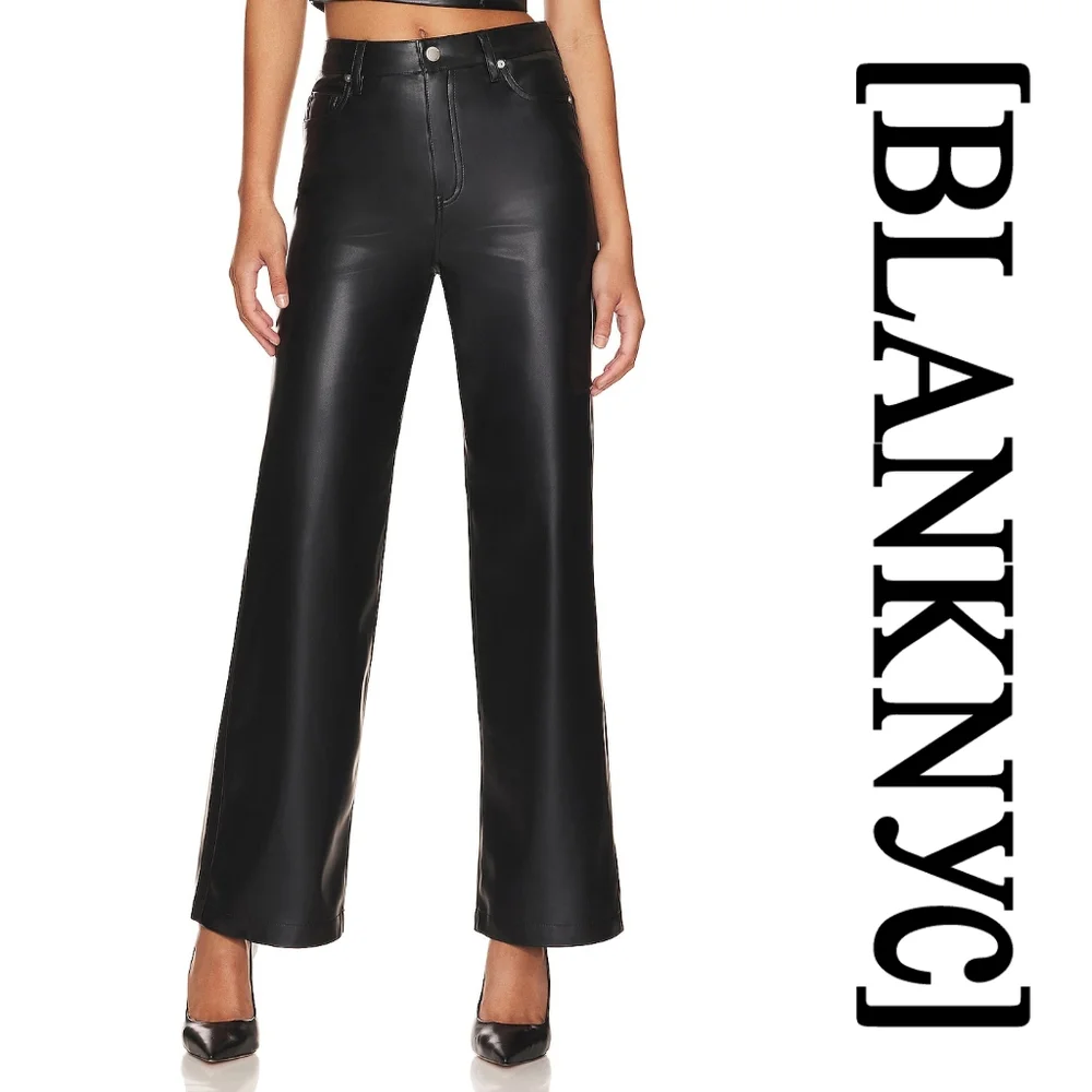 BLANK NYC- Faux Leather Franklin Rib Cage Straight in After Hours - Size 25 - Picture 2 of 6